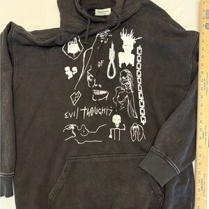 Arnodefrance Black Graphic Hoodie evil thoughts small